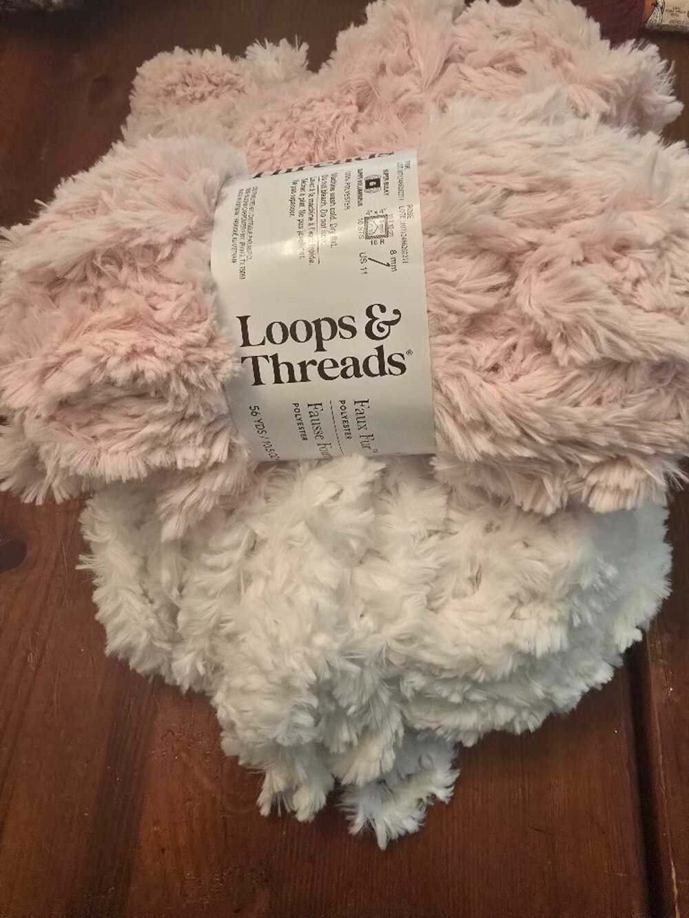 Yarn Mixed Lot of 4 Pink White Ivory Loops & Threads Faux Fur Unfinished Project